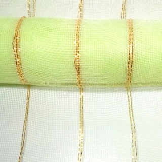 Dekoračná sieťka svetlo zelená so zlatými pásmi