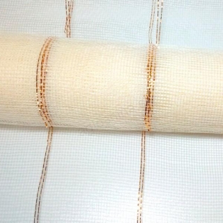Dekoračná sieťka kremová so zlatými pásmi